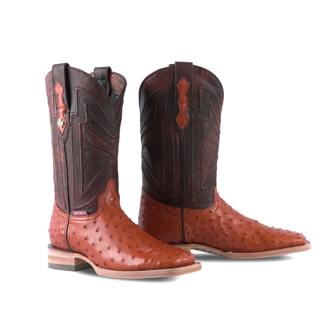 Texas Country Exotic Boot Ostrich Brandy AV20