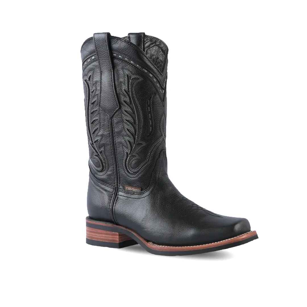 Texas Country Western Boot Barcelona Black Rodeo Toe E411