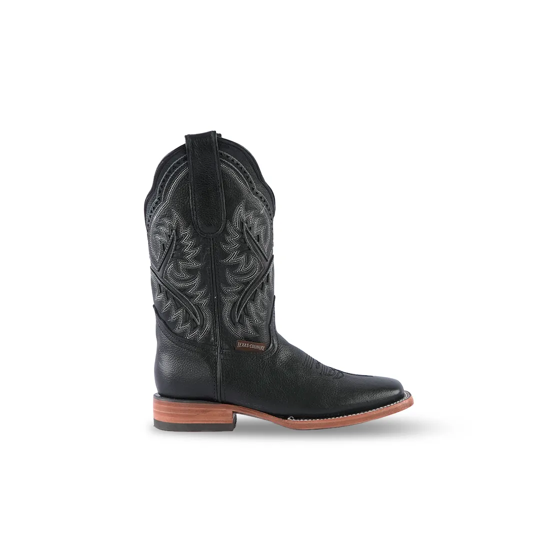 Texas Country Western Boot Barcelona Black Square Toe E422