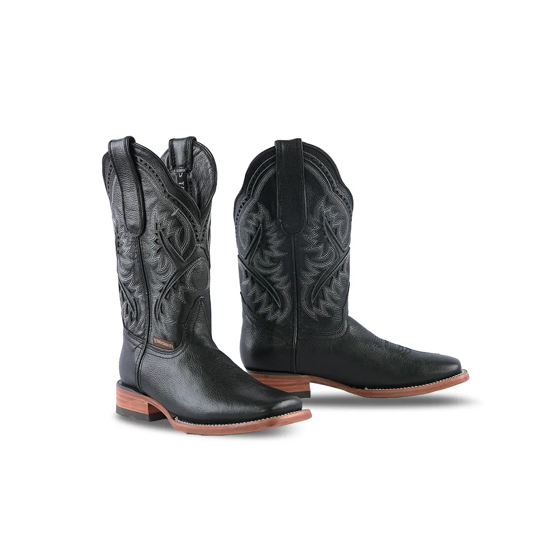 Texas Country Western Boot Barcelona Black Square Toe E422