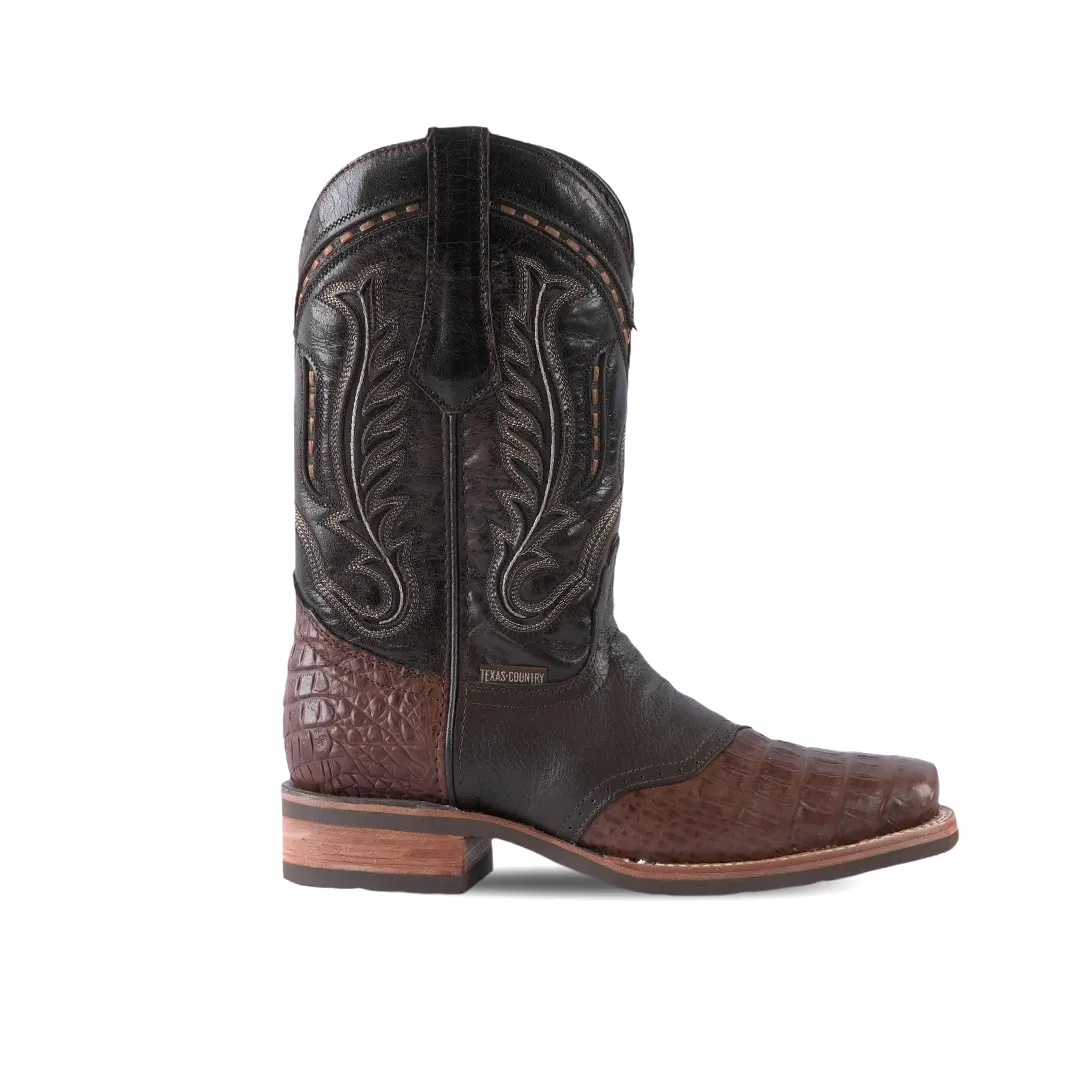 Texas Country Western Boot Barcelona Choco Rodeo Toe E407