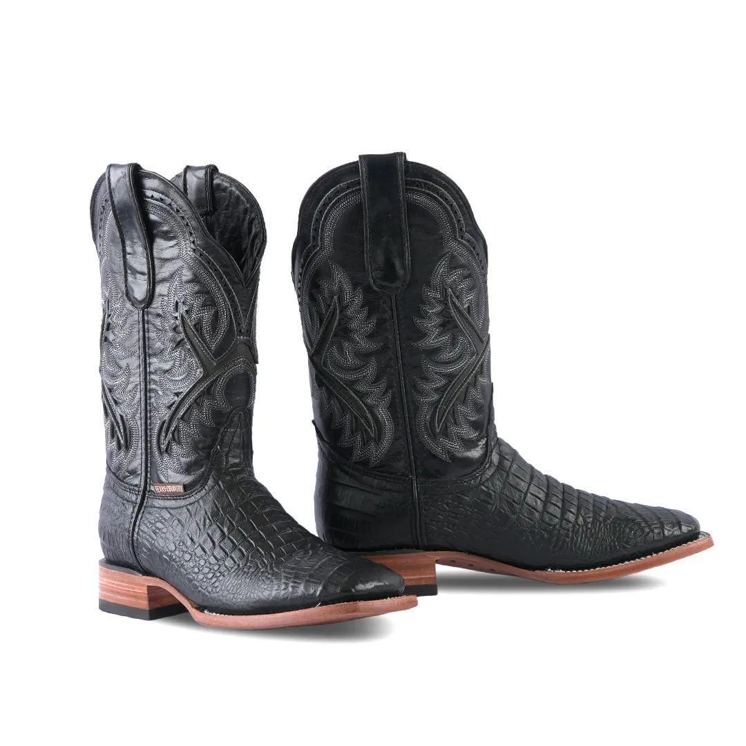 Texas Country Western Boot Belly Black E423