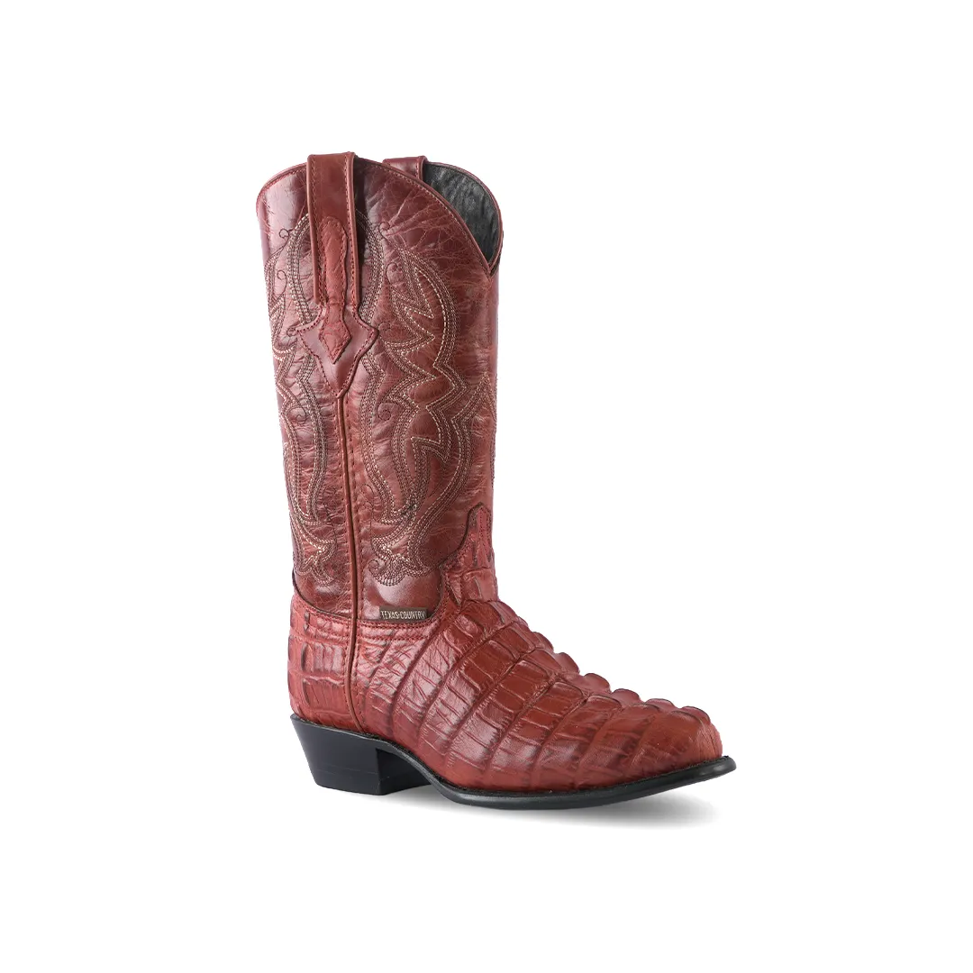 Texas Country Western Boot Cola Cognac Round Toe E437