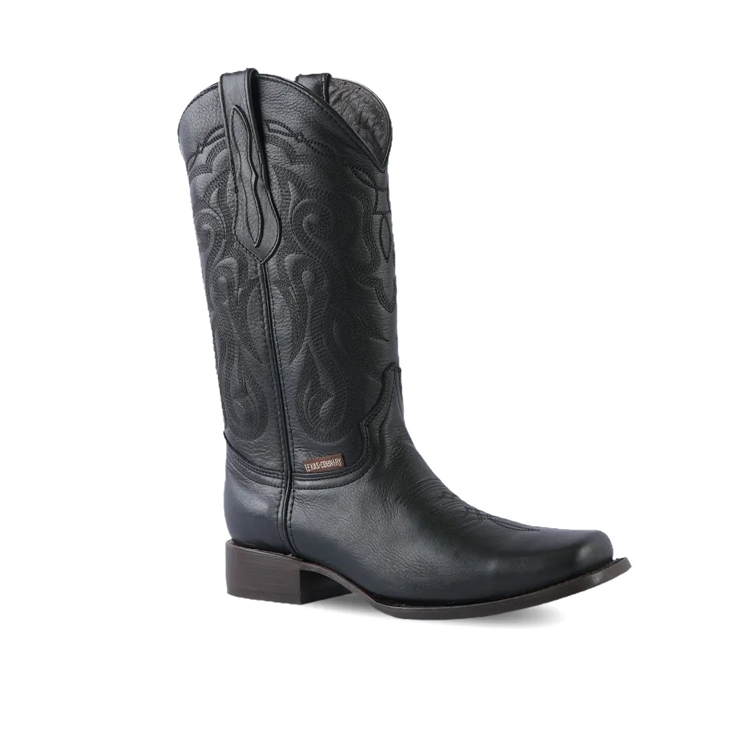 Texas Country Western Boot Grisly Black Rodeo Toe E50