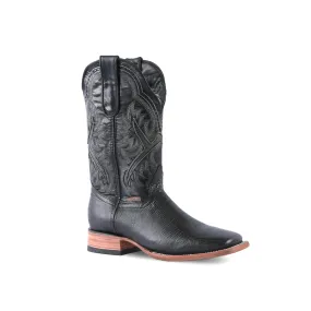 Texas Country Western Boot Lizard Black Square Toe E426