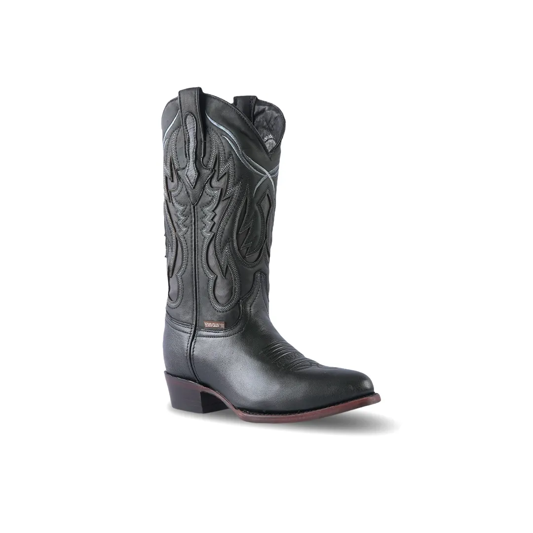 Texas Country Western Boot Rush Black Oval Gris E902