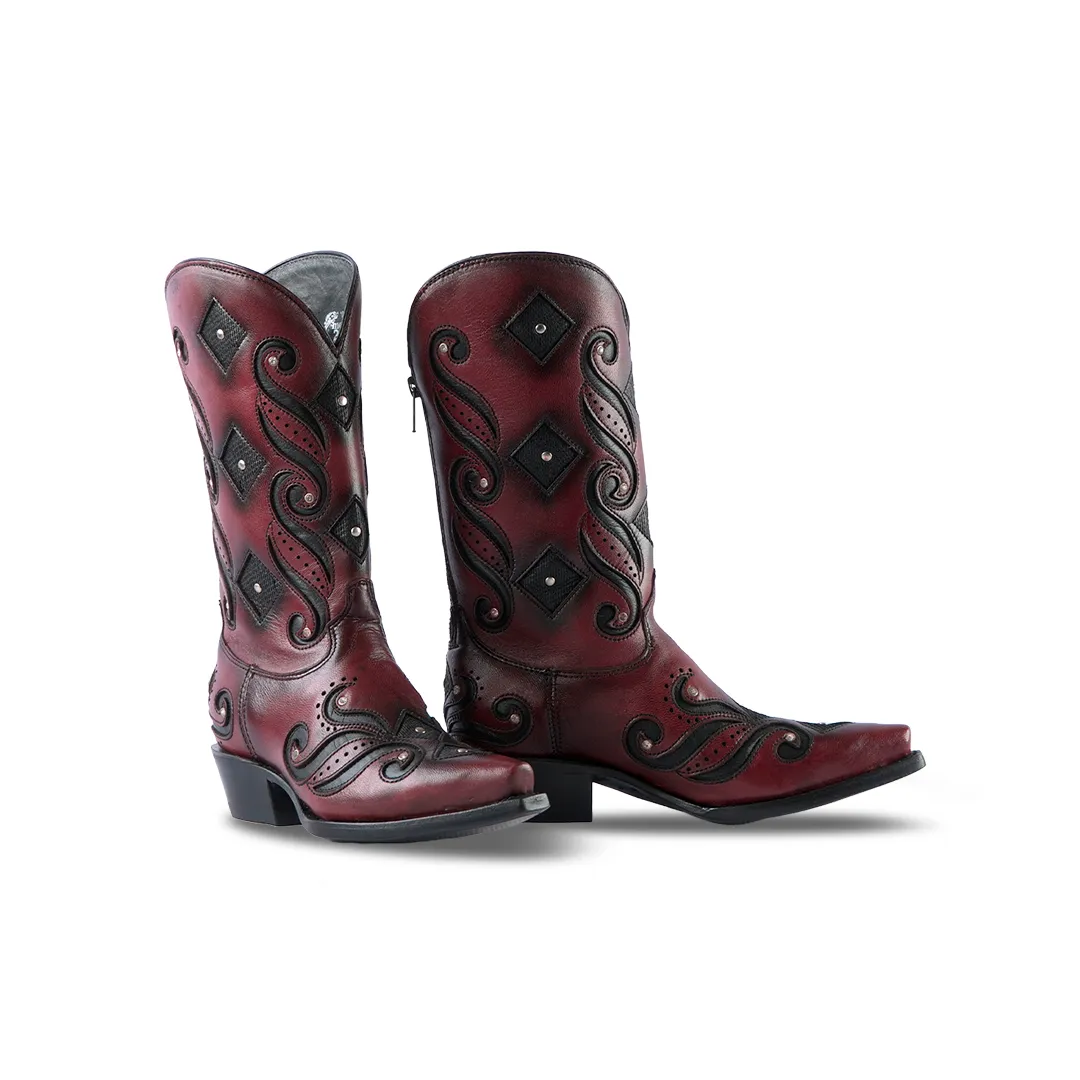 Texas Country Women's Western Boot Bora Wine Retro Toe E780