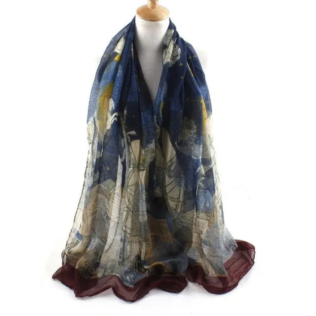 Trendy Fashion Women's Long Print Scarf Wrap For Ladies Shawl Voile Pretty Scarf Tole Women Girls Scarves 90*180cm #1201 GS