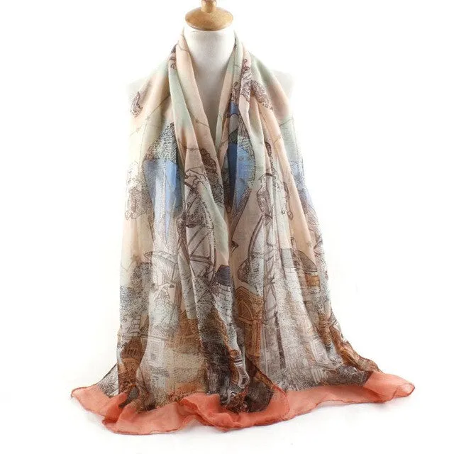 Trendy Fashion Women's Long Print Scarf Wrap For Ladies Shawl Voile Pretty Scarf Tole Women Girls Scarves 90*180cm #1201 GS