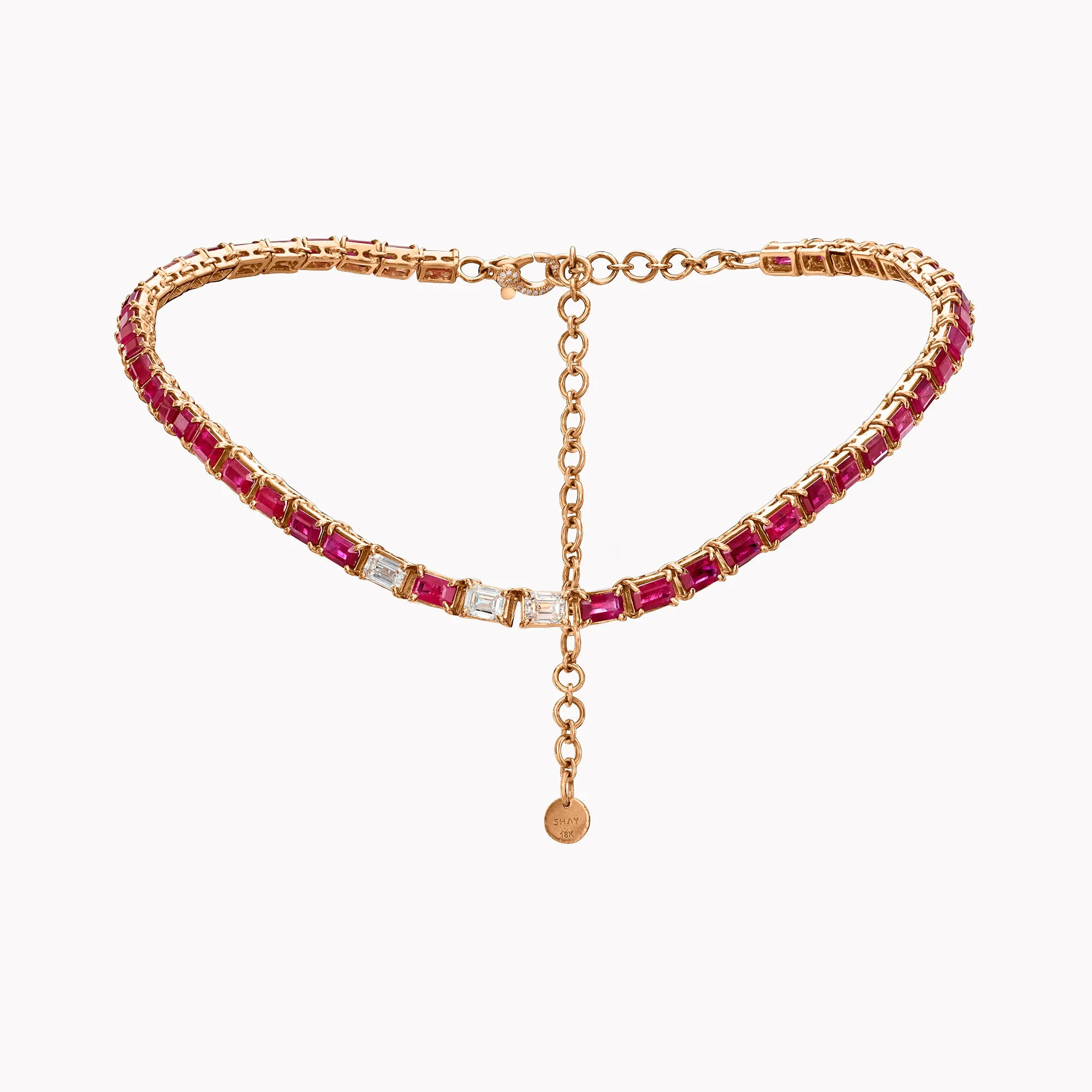 Two-Tone Ruby & Diamond Tennis Necklace