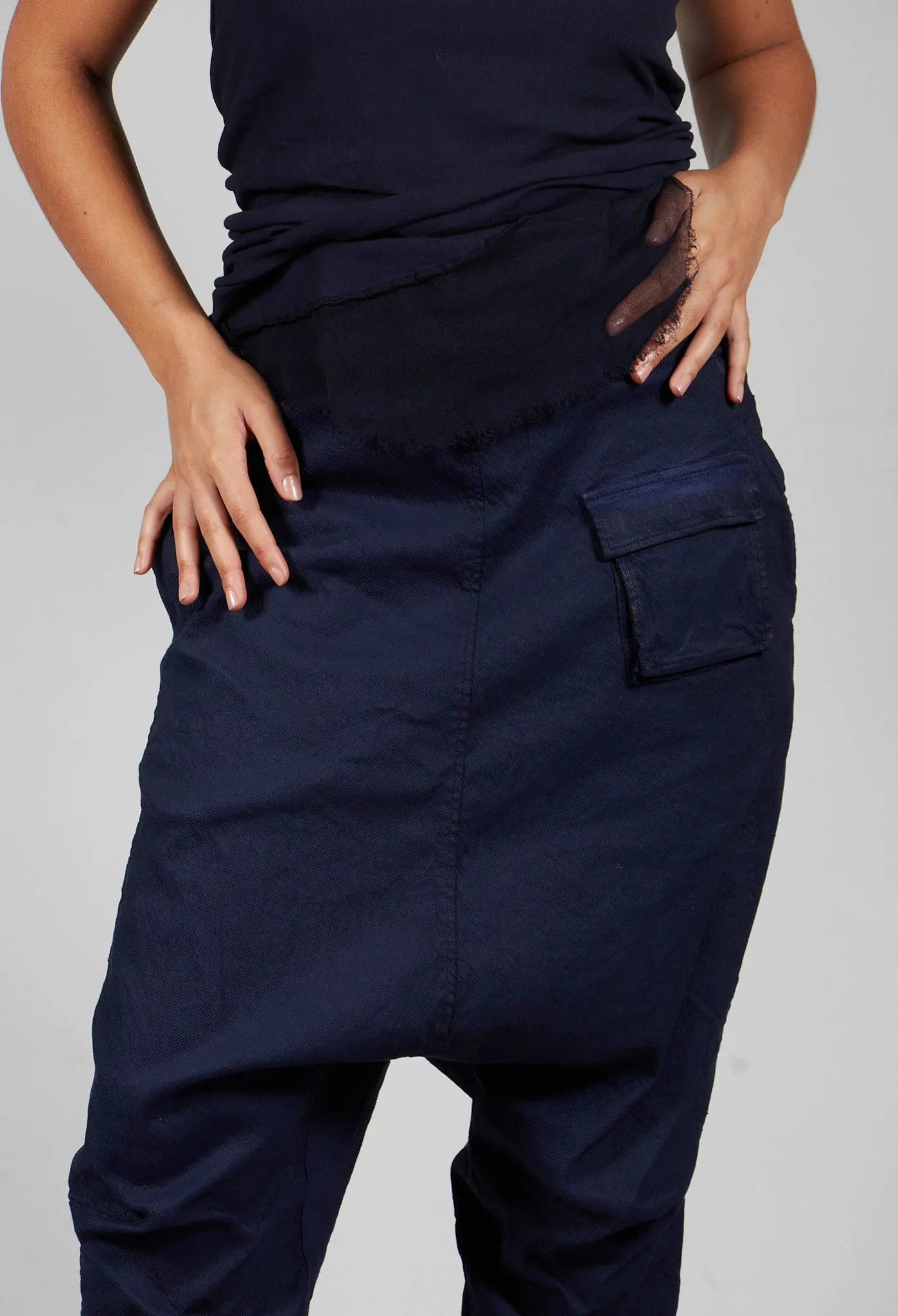 Utility High Waisted Drop Crotch Trousers in Grape