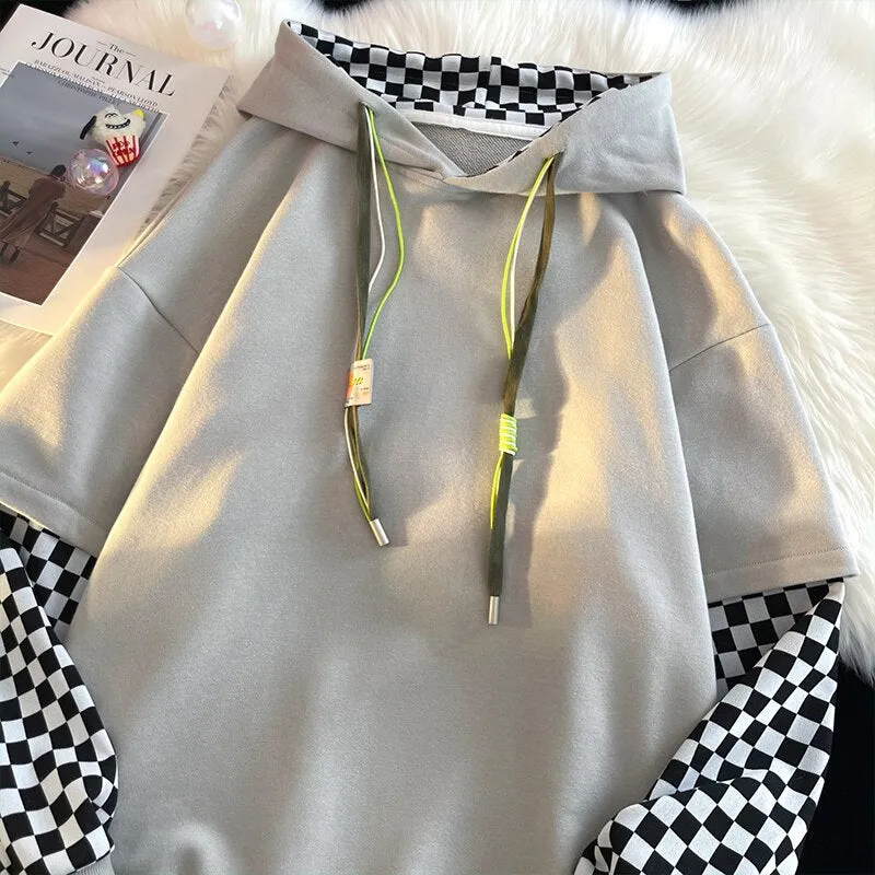 Vichy Checkered Pullover Hoodie