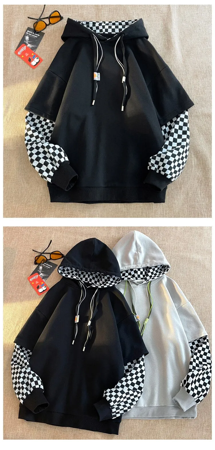 Vichy Checkered Pullover Hoodie