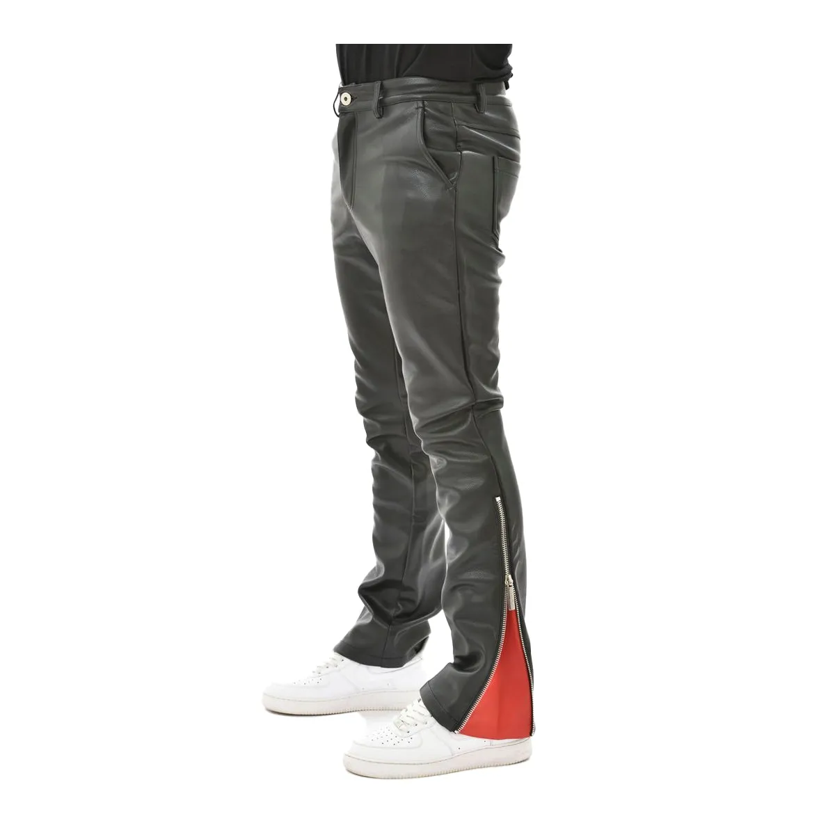 Vicious Mens Vegan leather Jeans VC463 Black