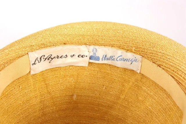 Vintage HATTIE CARNEGIE Straw Hat