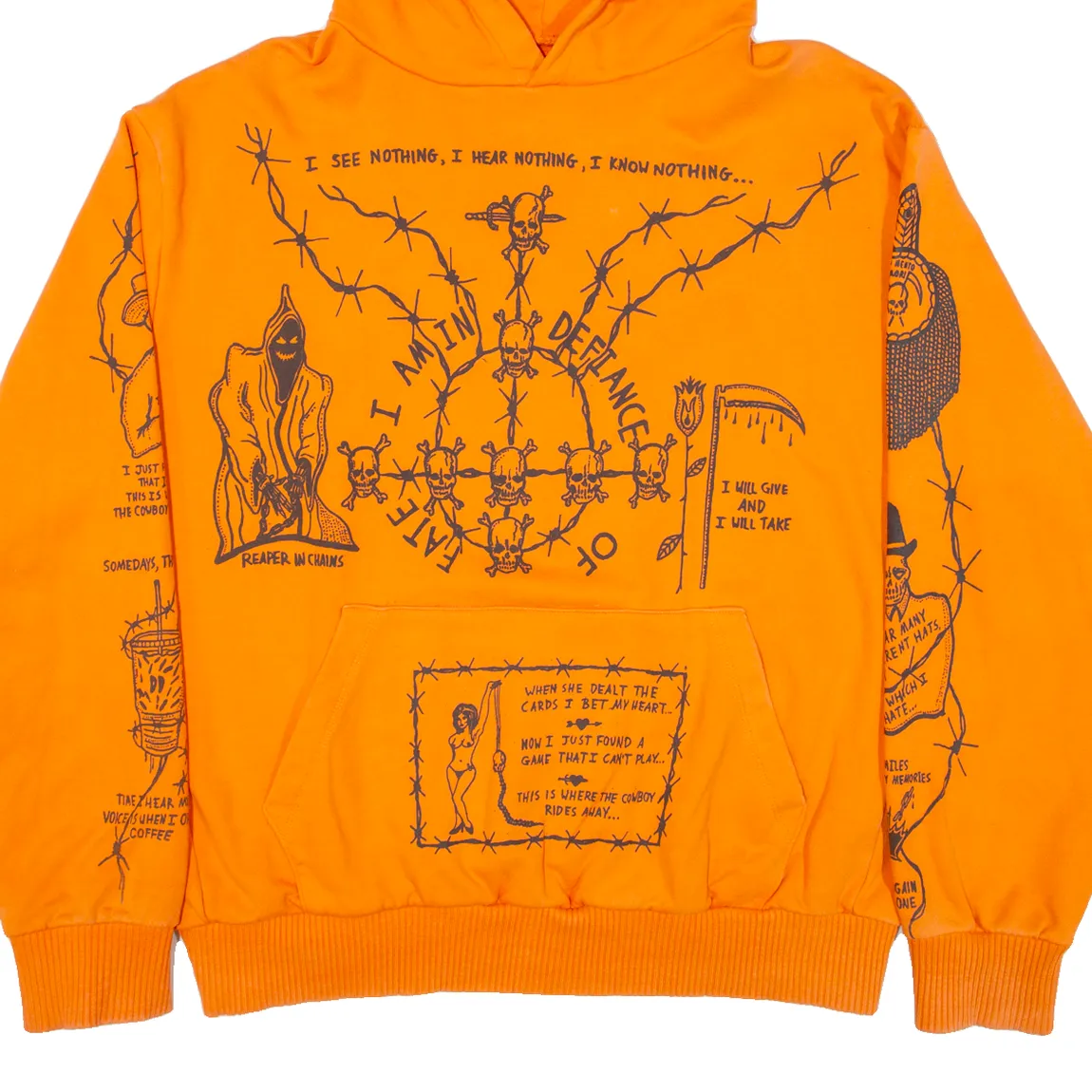 WARREN LOTAS Mens Orange Hoodie 2XL