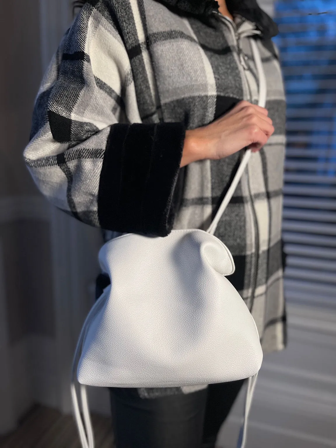 White Button Closure Handbag