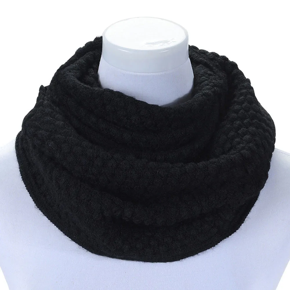 Women Charm Scarf foulard Women Warm Infinity 2 Circle Cable Knit Cowl Neck Long Scarf Shawl