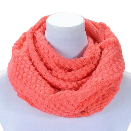 Women Charm Scarf foulard Women Warm Infinity 2 Circle Cable Knit Cowl Neck Long Scarf Shawl