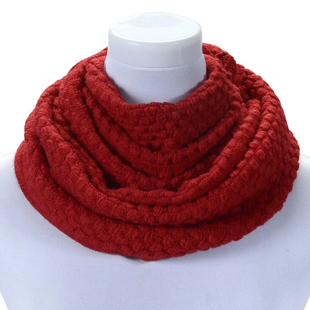 Women Charm Scarf foulard Women Warm Infinity 2 Circle Cable Knit Cowl Neck Long Scarf Shawl