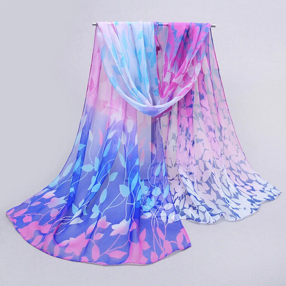 Women Design Printed Silk Soft Silk Chiffon Shawl Wrap Wraps Scarf Scarves