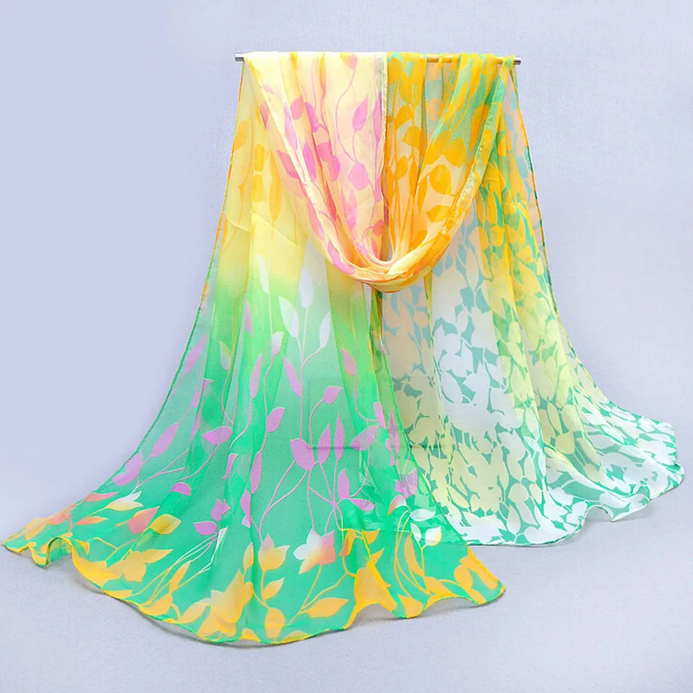 Women Design Printed Silk Soft Silk Chiffon Shawl Wrap Wraps Scarf Scarves