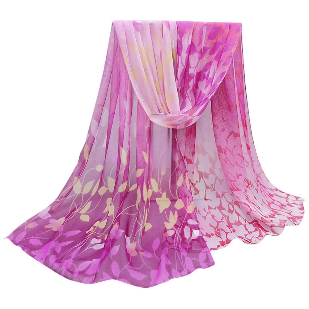 Women Design Printed Silk Soft Silk Chiffon Shawl Wrap Wraps Scarf Scarves