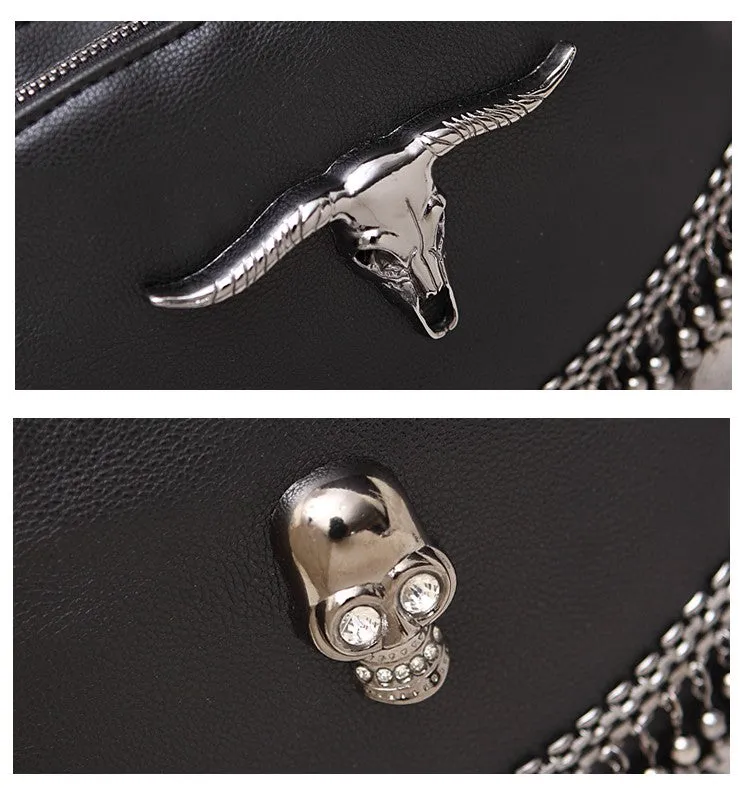 Women Tassel Skull Chain Handbag