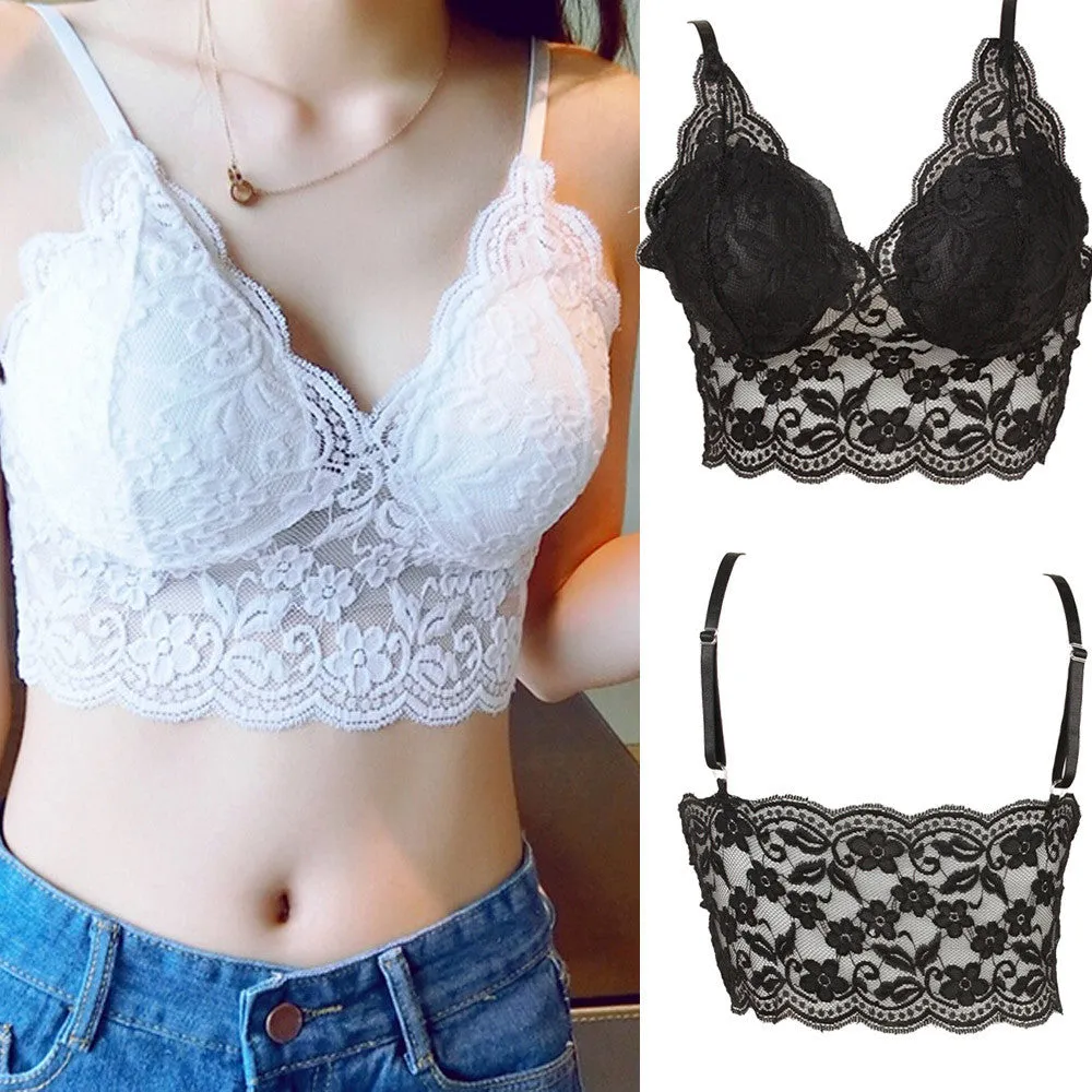 Women Translucent Tops Sheer Lace Condole belt Strap Bra Tops Slim Tank Tops Woman Clothes Vest