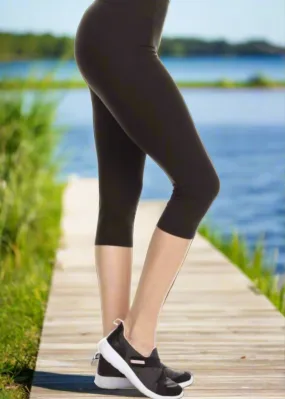 Womens Black Capri Leggings, Soft Yoga Pants, Sizes 0-20, Yoga Waist, Exclusive Leggings