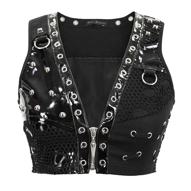 Women's Gothic Punk Sleeveless V-Neck Bustiers