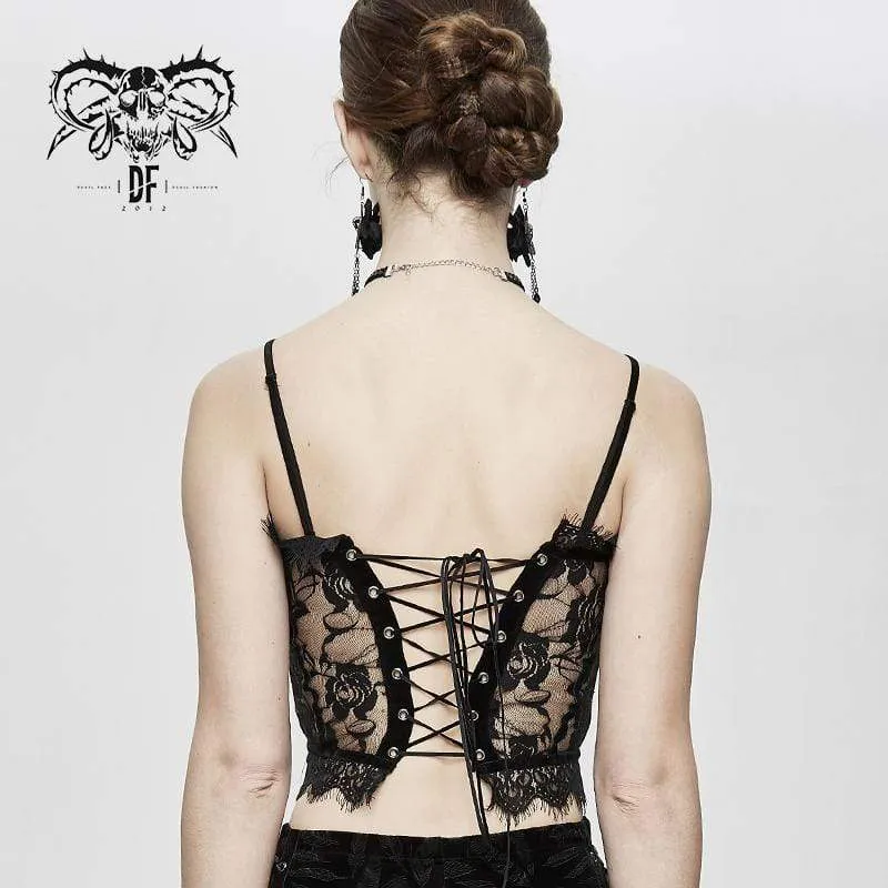 Women's Gothic Sheer Floral Lace Bustiers