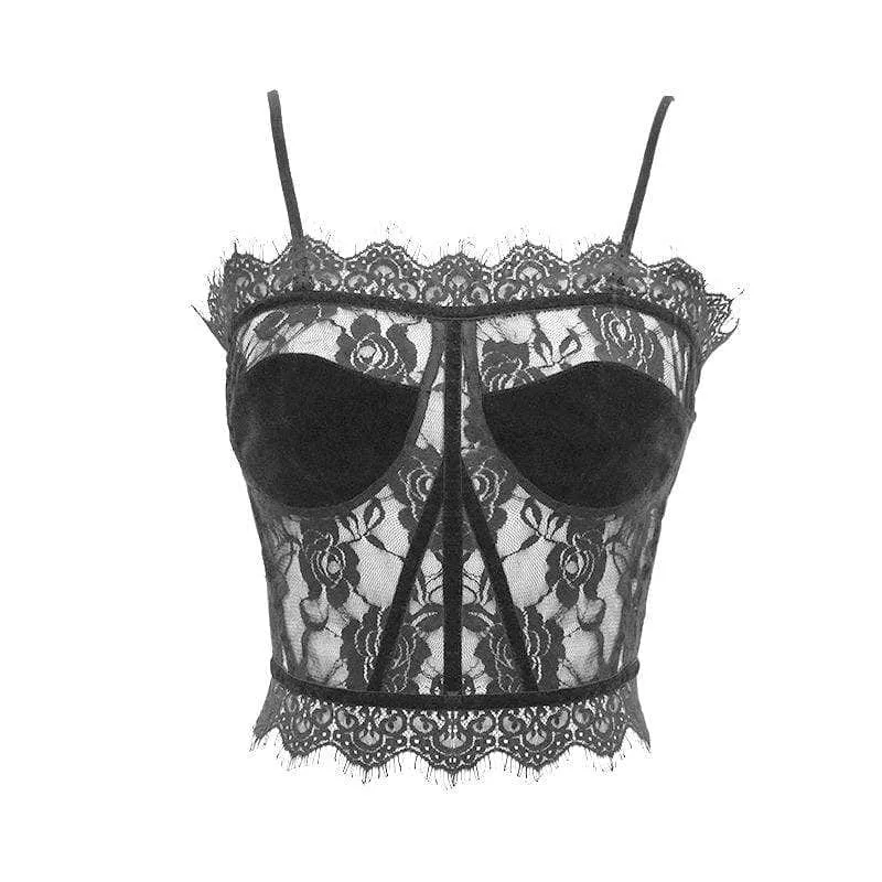 Women's Gothic Sheer Floral Lace Bustiers