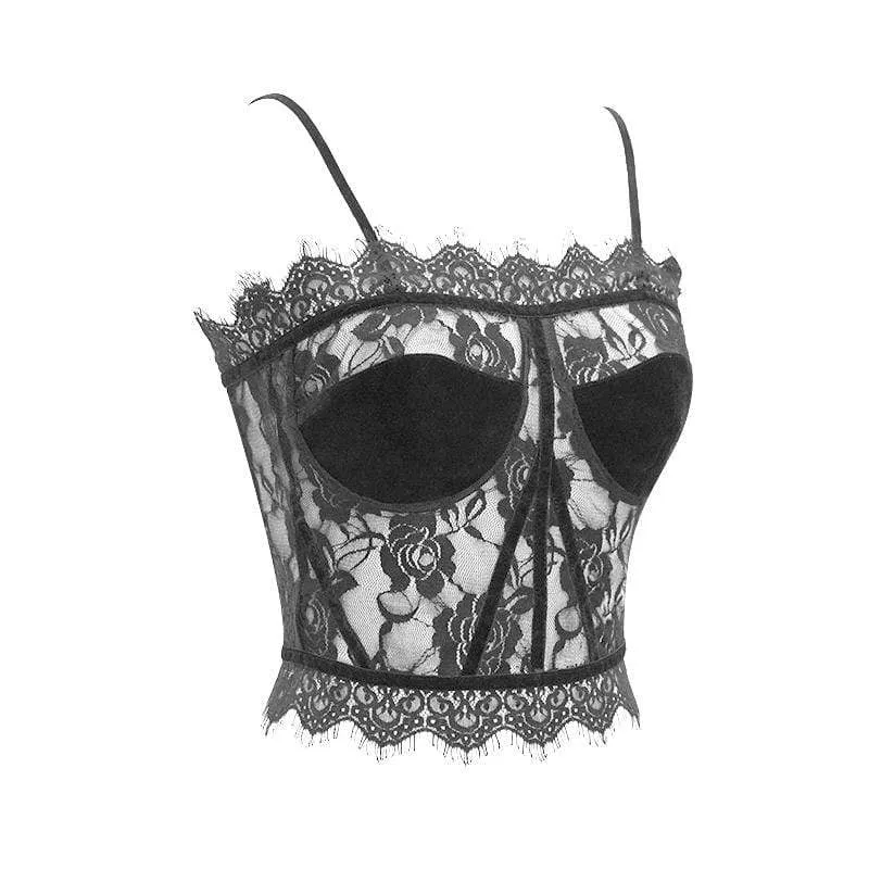 Women's Gothic Sheer Floral Lace Bustiers