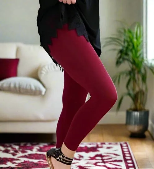 Womens Maroon Leggings, Soft Yoga Pants, Sizes 0-20, Solid Maroon, Exclusive Leggings