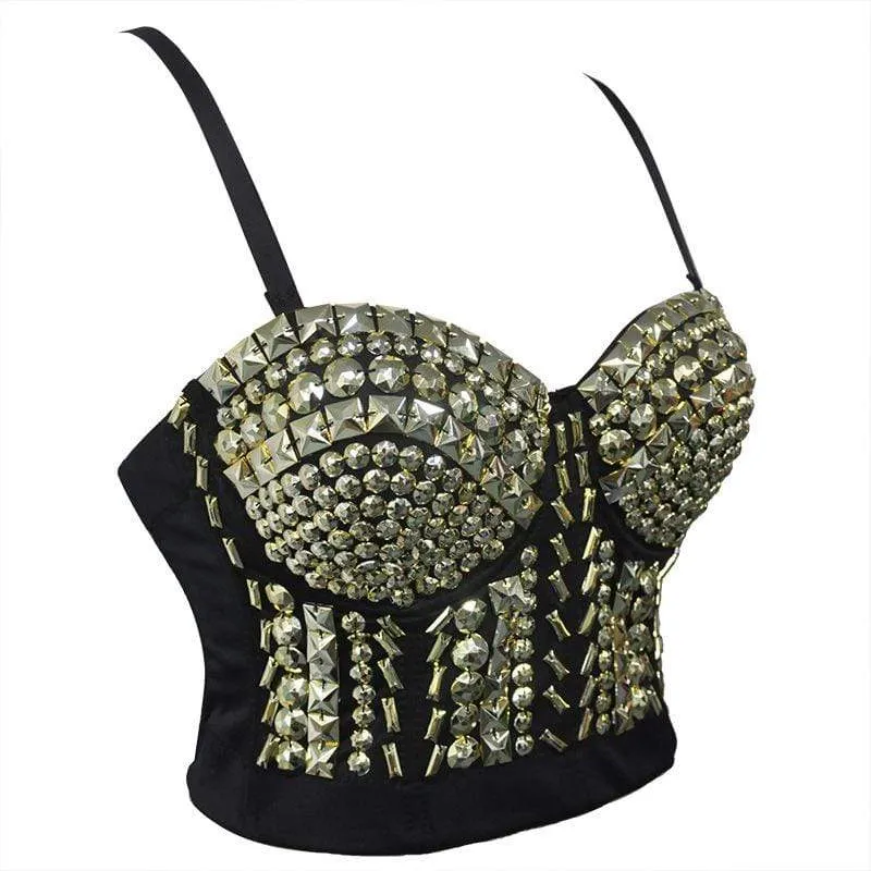 Women's Punk Golden Bustiers With Beading