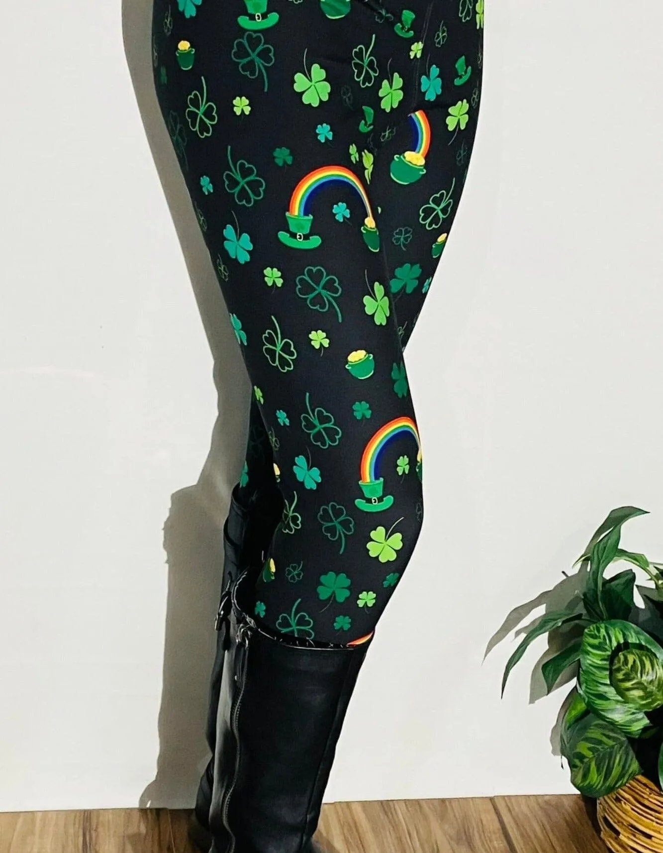 Womens Shamrock St. Patrick Day Leggings, Soft Yoga Pants, Sizes 0-20, Yoga Waist, Exclusive Leggings