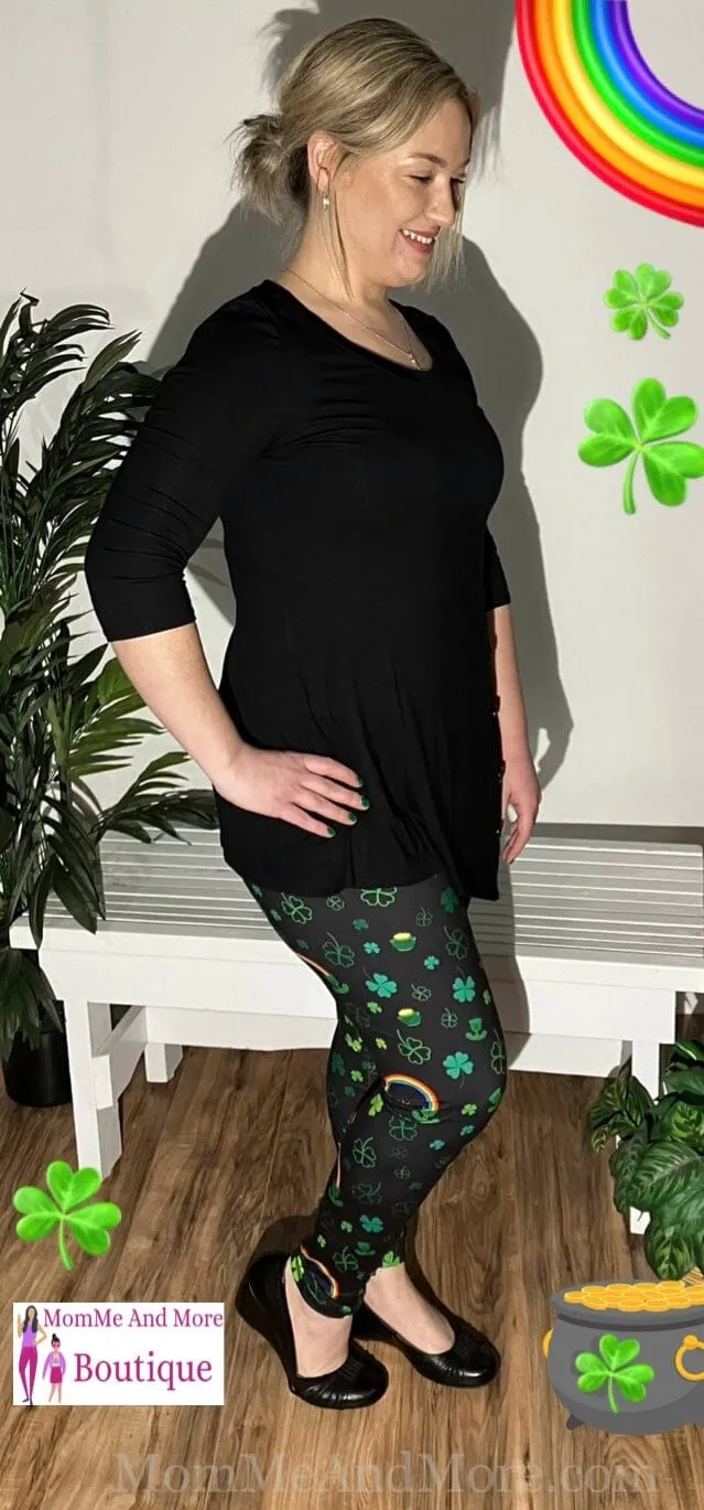 Womens Shamrock St. Patrick Day Leggings, Soft Yoga Pants, Sizes 0-20, Yoga Waist, Exclusive Leggings