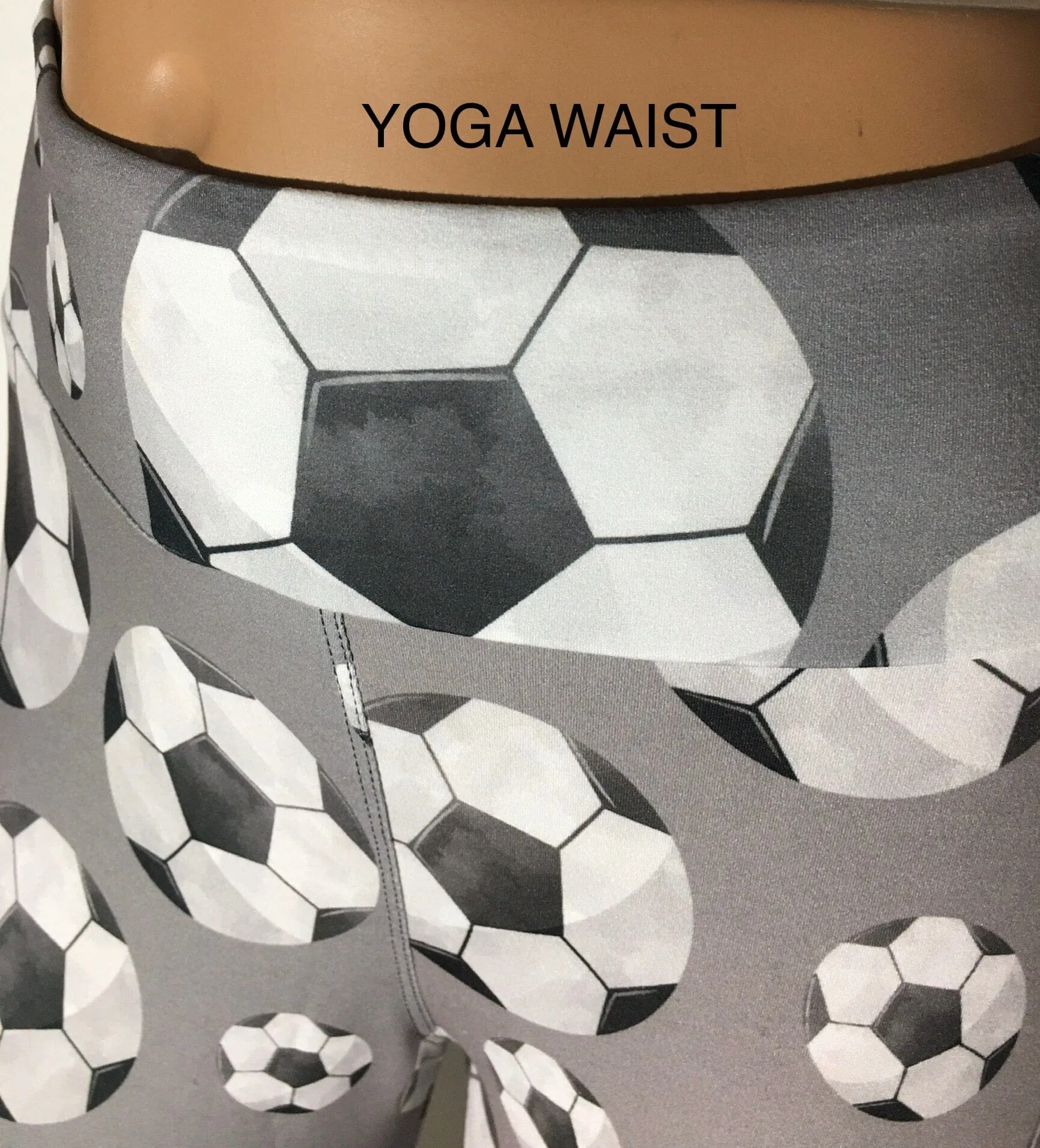 Womens Soccer Ball Leggings Soft Yoga Pants  Sizes 0-20 Gray/White