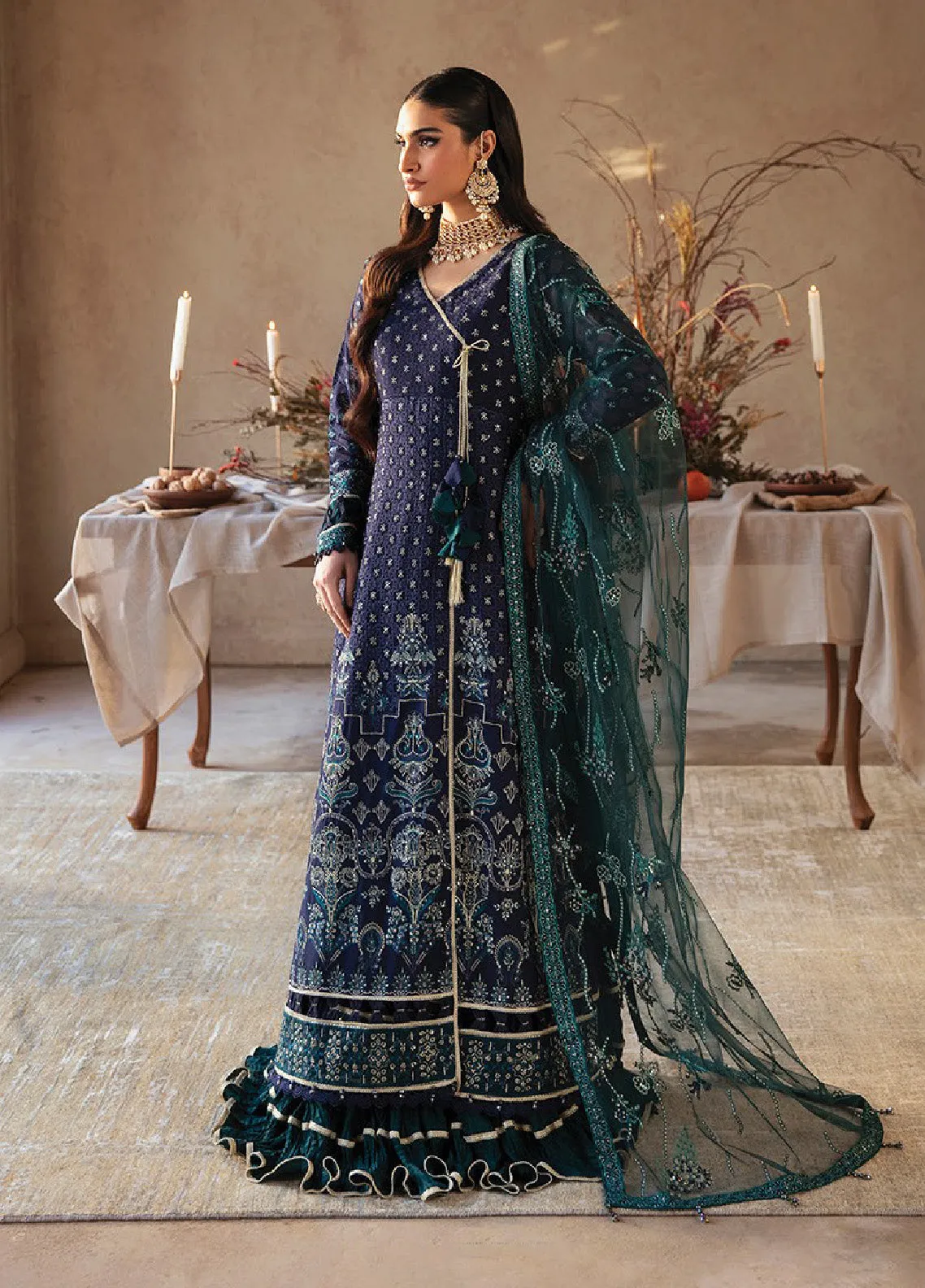 Yesfir By Xenia Formals Embroidered Chiffon Unstitched 3 Piece Suit - XF24Y 03 CHARGAH