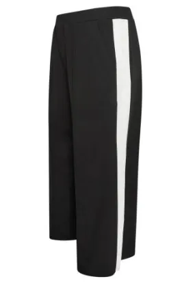 YOURS Curve Black Side Stripe Wide Leg Trousers