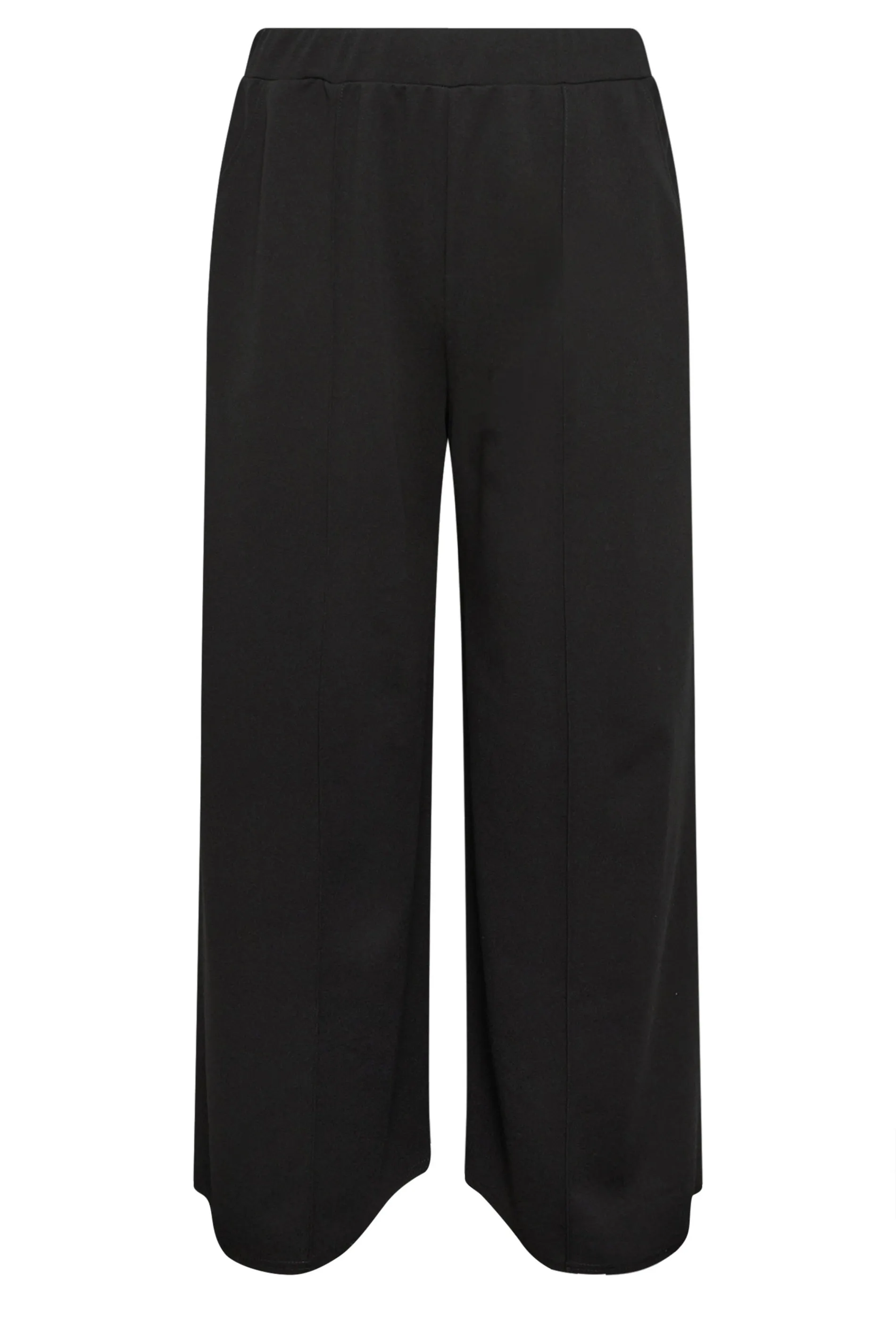 YOURS Curve Black Side Stripe Wide Leg Trousers