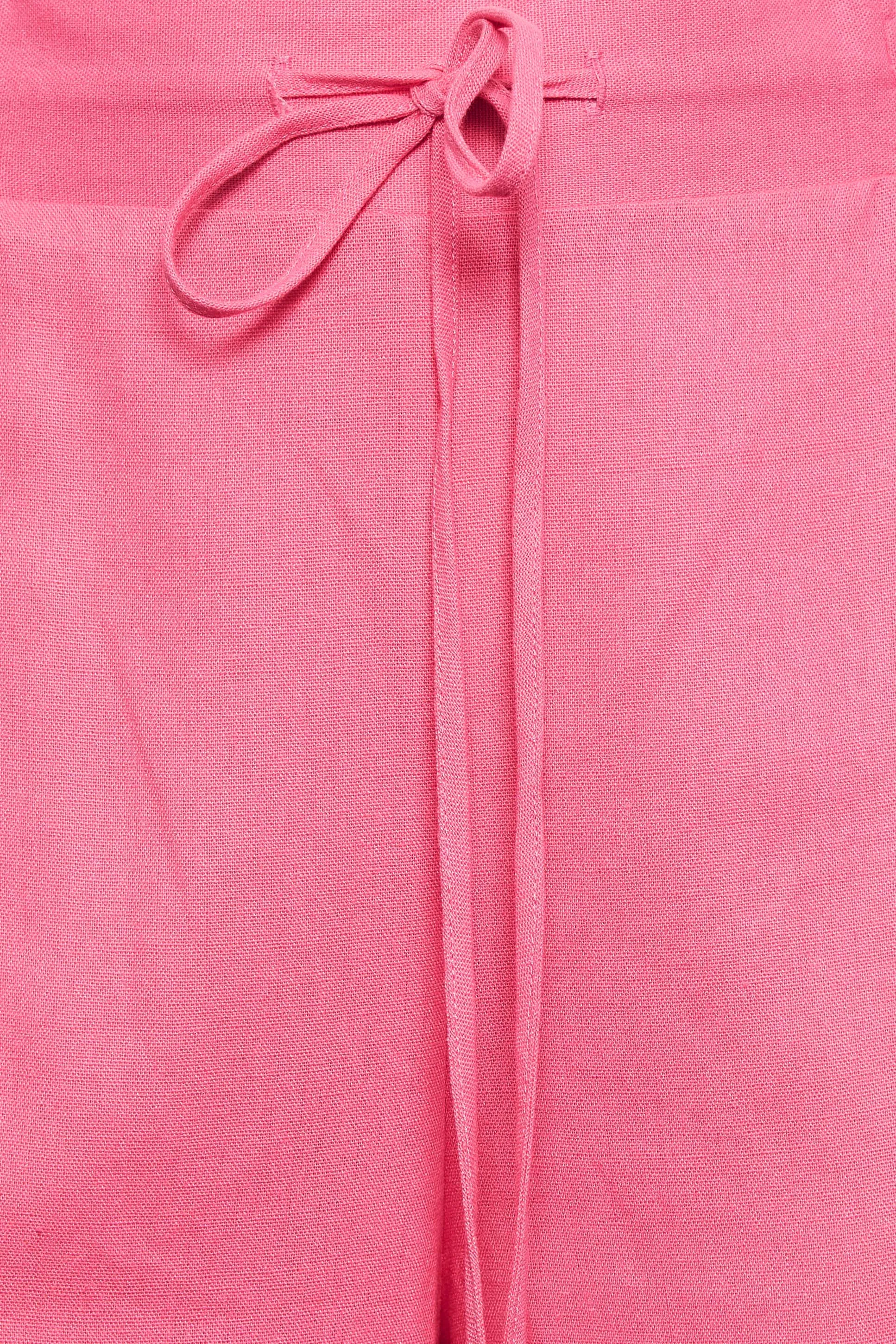 YOURS Curve Hot Pink Wide Leg Linen Trousers