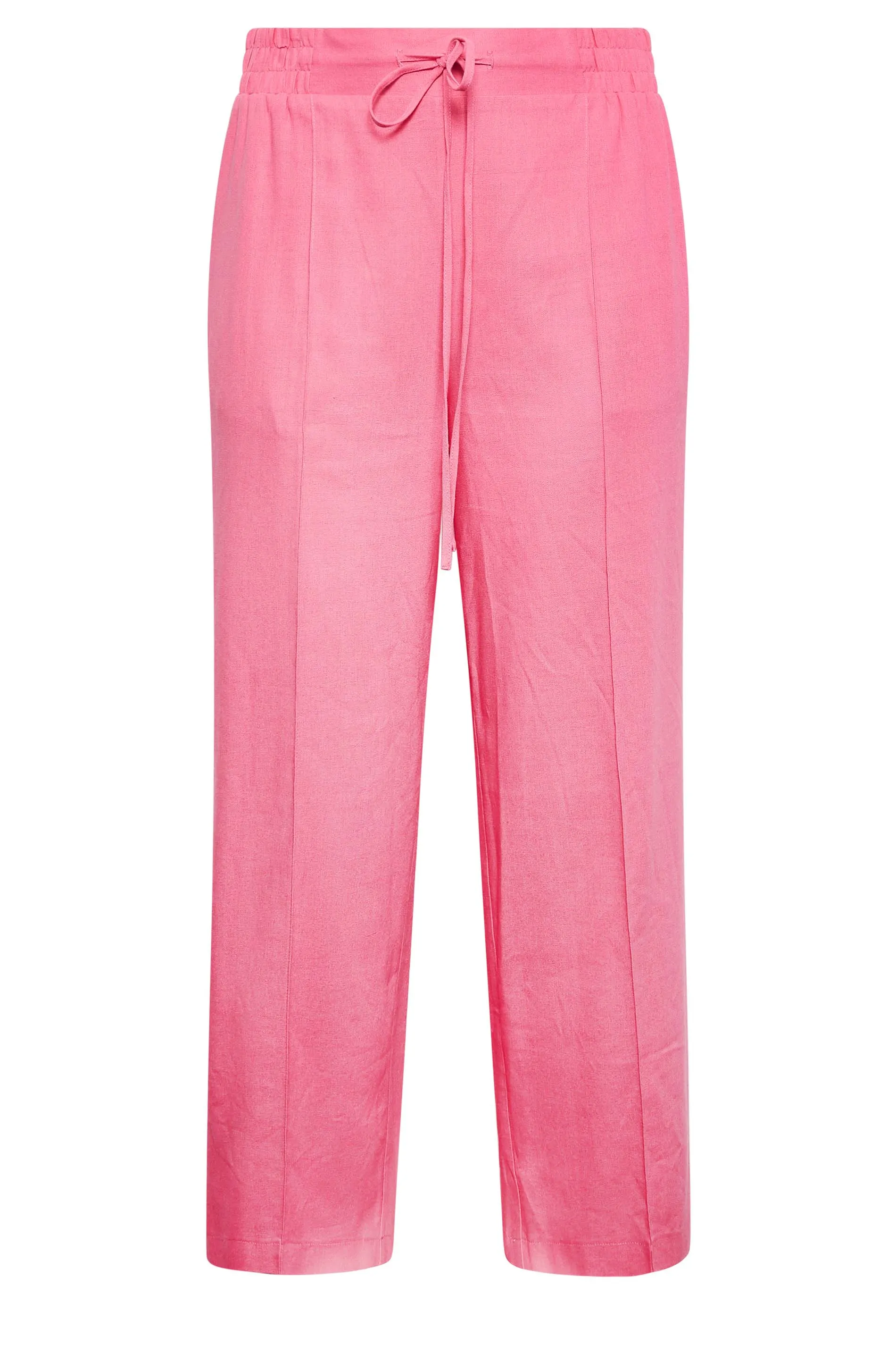 YOURS Curve Hot Pink Wide Leg Linen Trousers