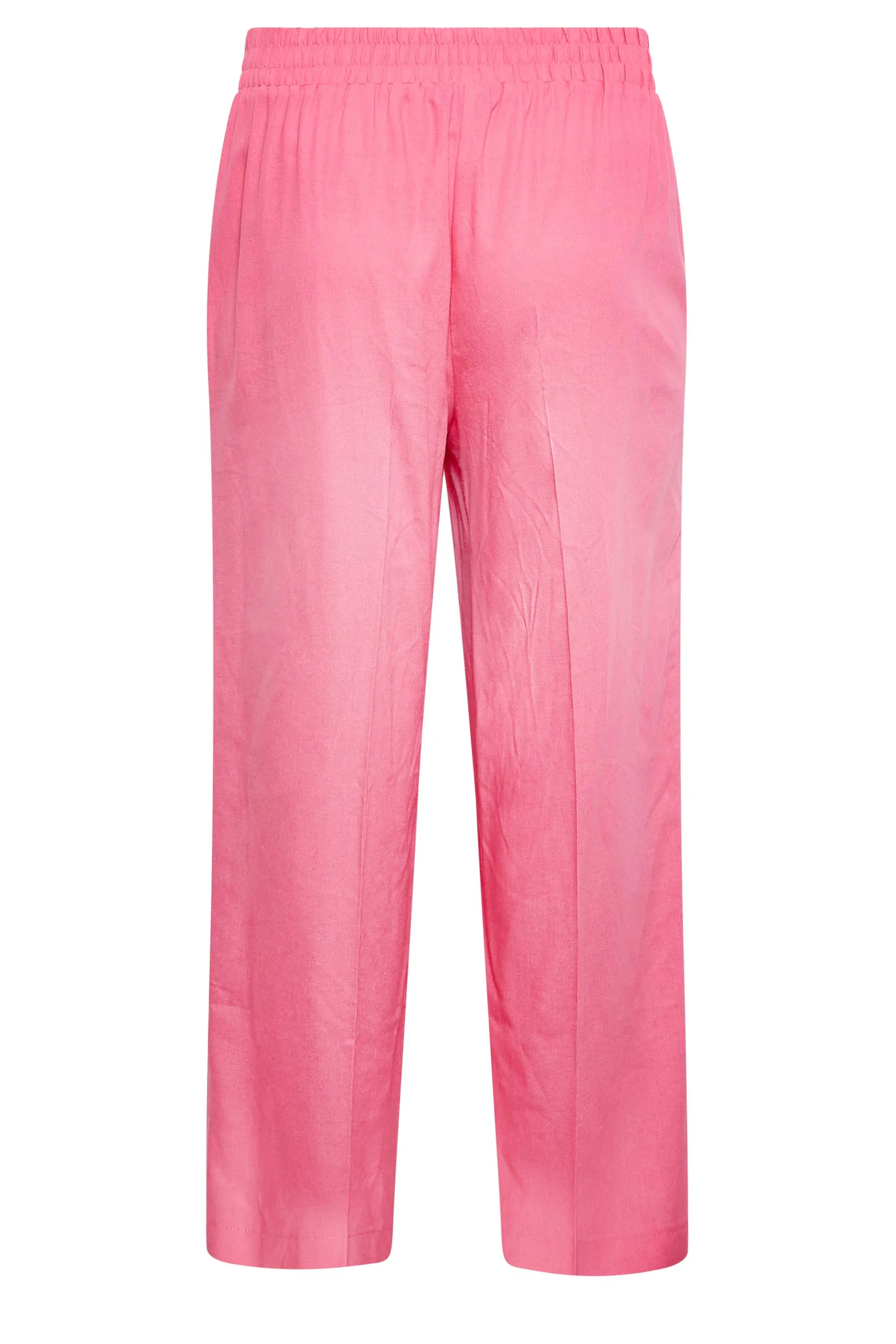 YOURS Curve Hot Pink Wide Leg Linen Trousers