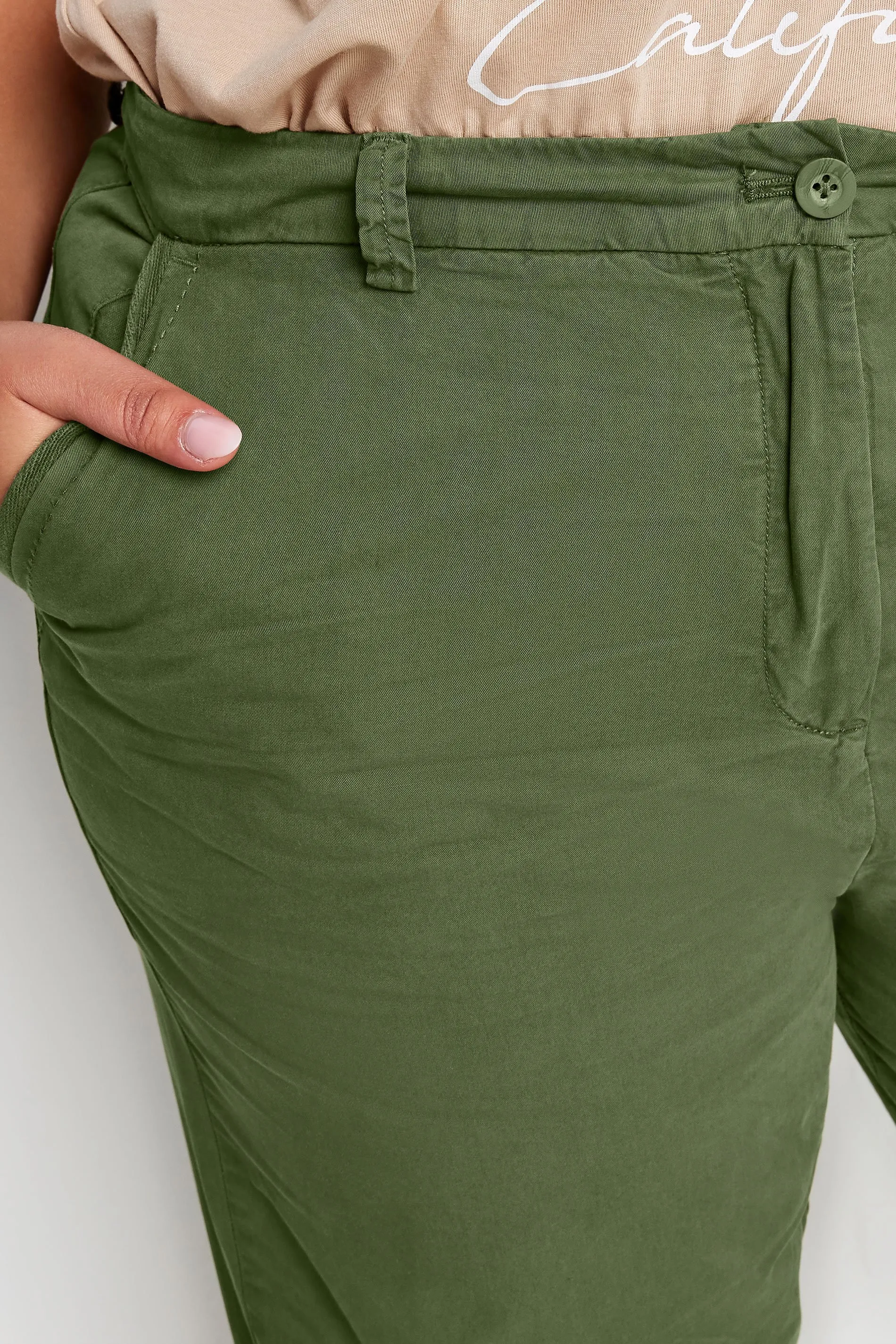 YOURS Curve Khaki Green Straight Leg Chino Trousers