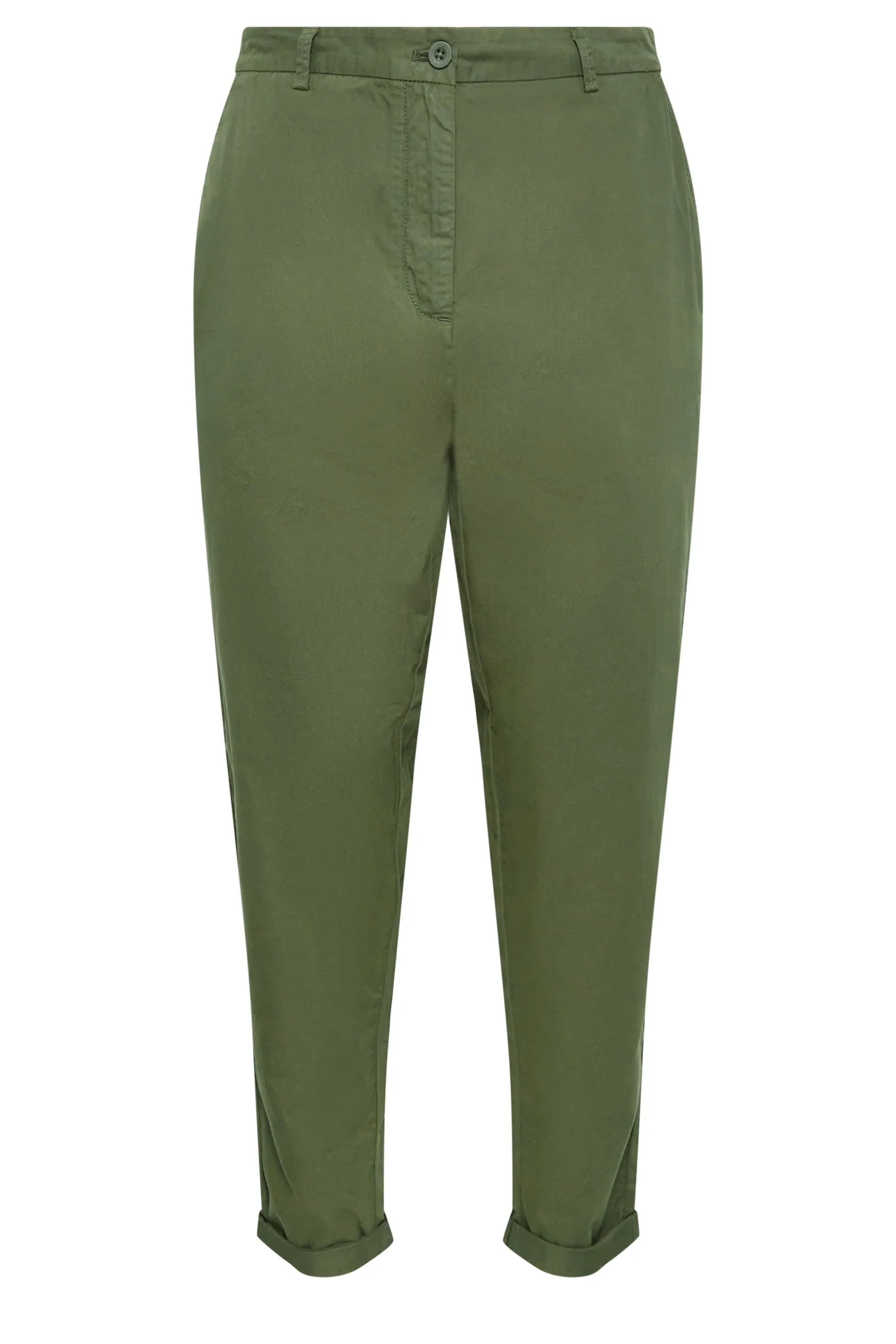 YOURS Curve Khaki Green Straight Leg Chino Trousers