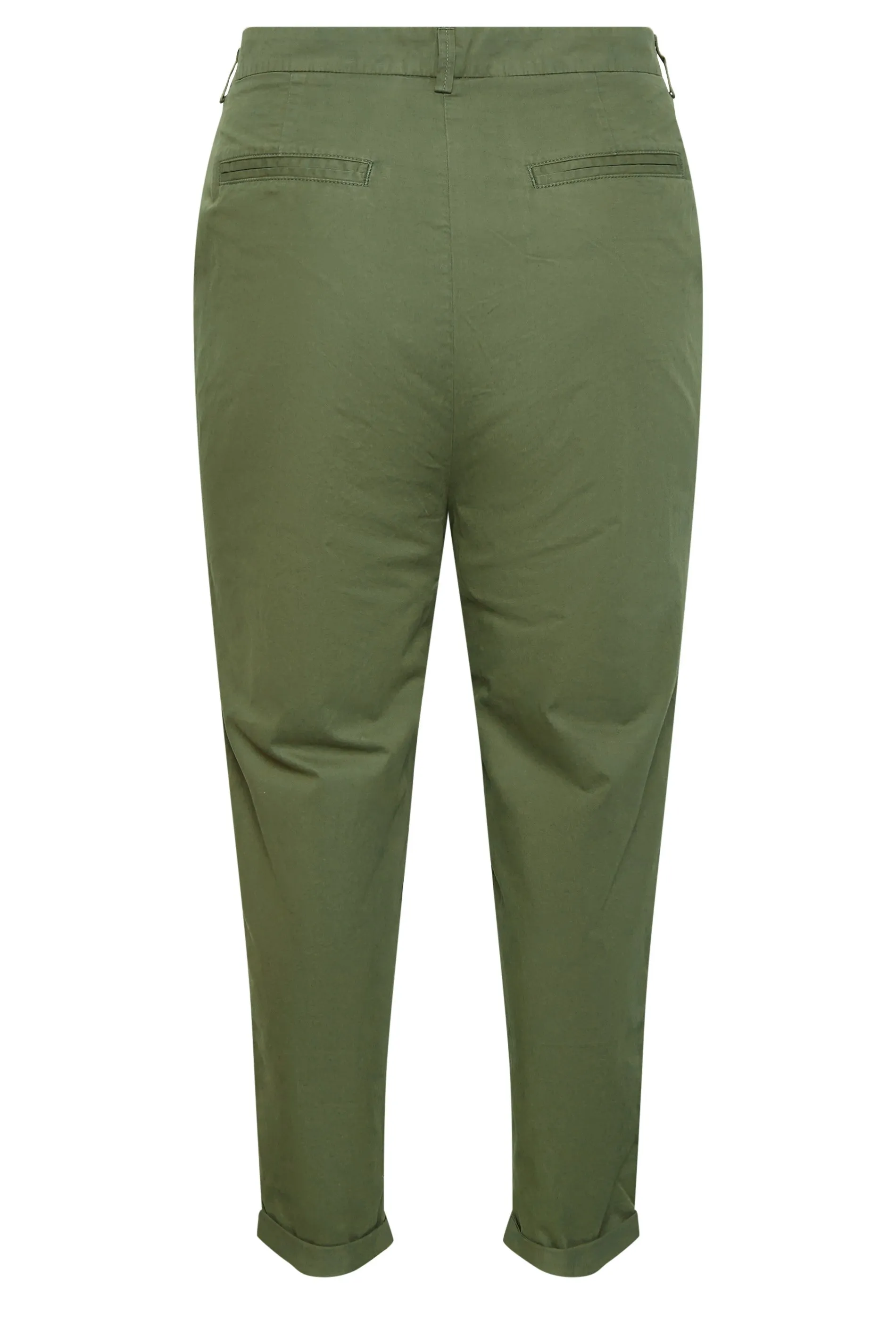 YOURS Curve Khaki Green Straight Leg Chino Trousers