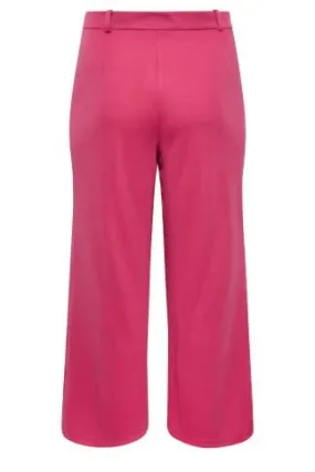 YOURS Curve Pink Wide Leg Button Up Trousers