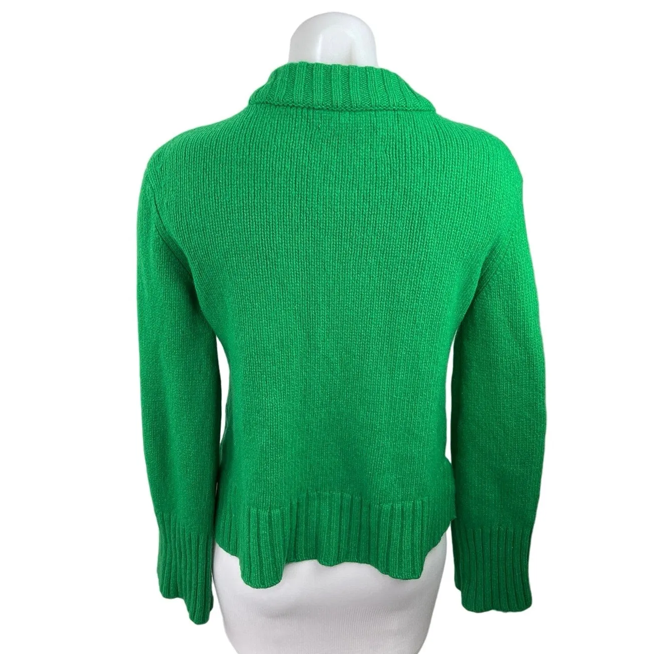 Zadig & Voltaire Lana We Happy Green Knitted Mock Neck Long Sleeve Sweater Top L